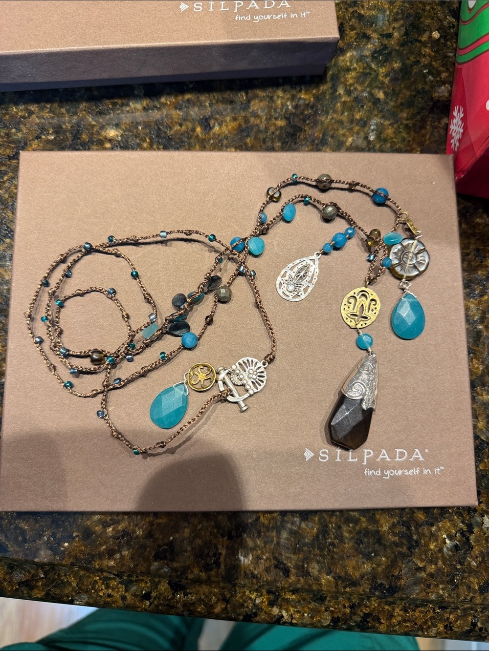 Silpada Turquoise & Brown Multi-Charm Layered Necklace